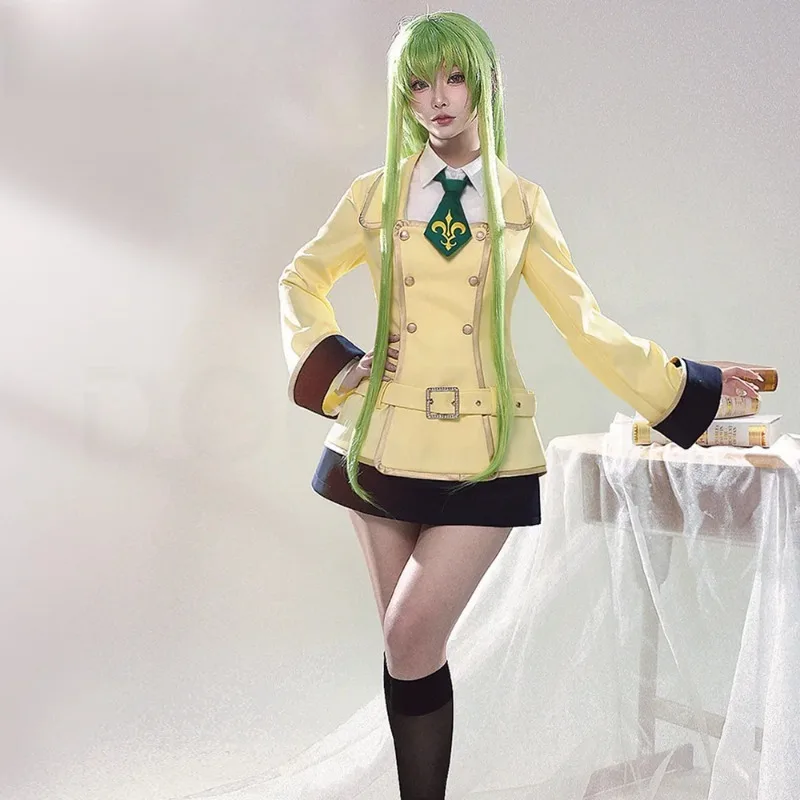 Anime Code Geass CC Costume Cosplay Queen Uniforme scolastica Cappotto Camicia Cintura Cravatta Accessori Set completo Carnevale Party Dress Up Donna