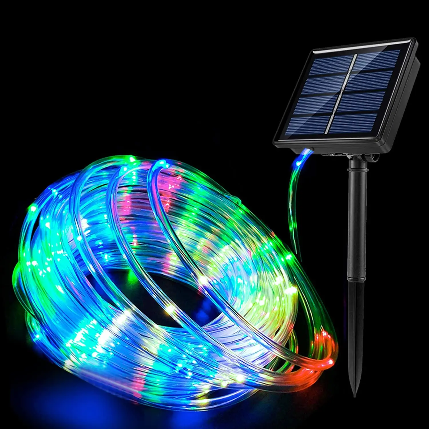 Luz de corda solar à prova dwaterproof água ao ar livre led cobre fadas string tubo luzes para festa jardim quintal casa casamento natal dia das bruxas