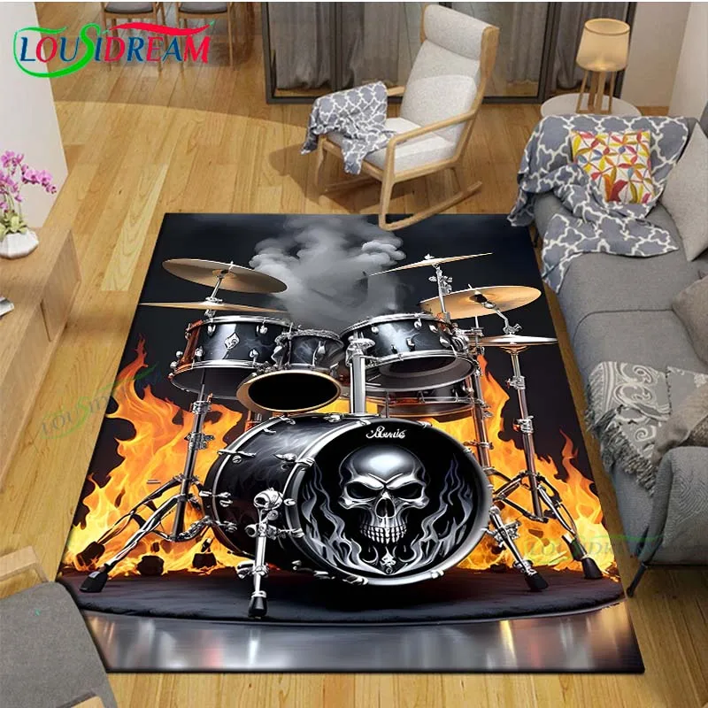

Fashion Music Drum Set Printed Carpet Outdoor Area Rug Non -slip Carpet Bedroom Decor Carpet for Living Room Birthday Gift