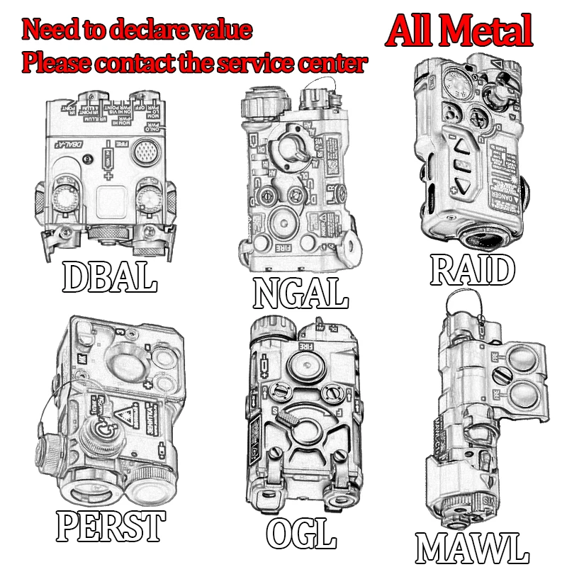 

All Metal MAWL NGAL DBAL OGL Perst4 Raidx flashlight X300 M600C Tactic flashlight PEQ Battery box