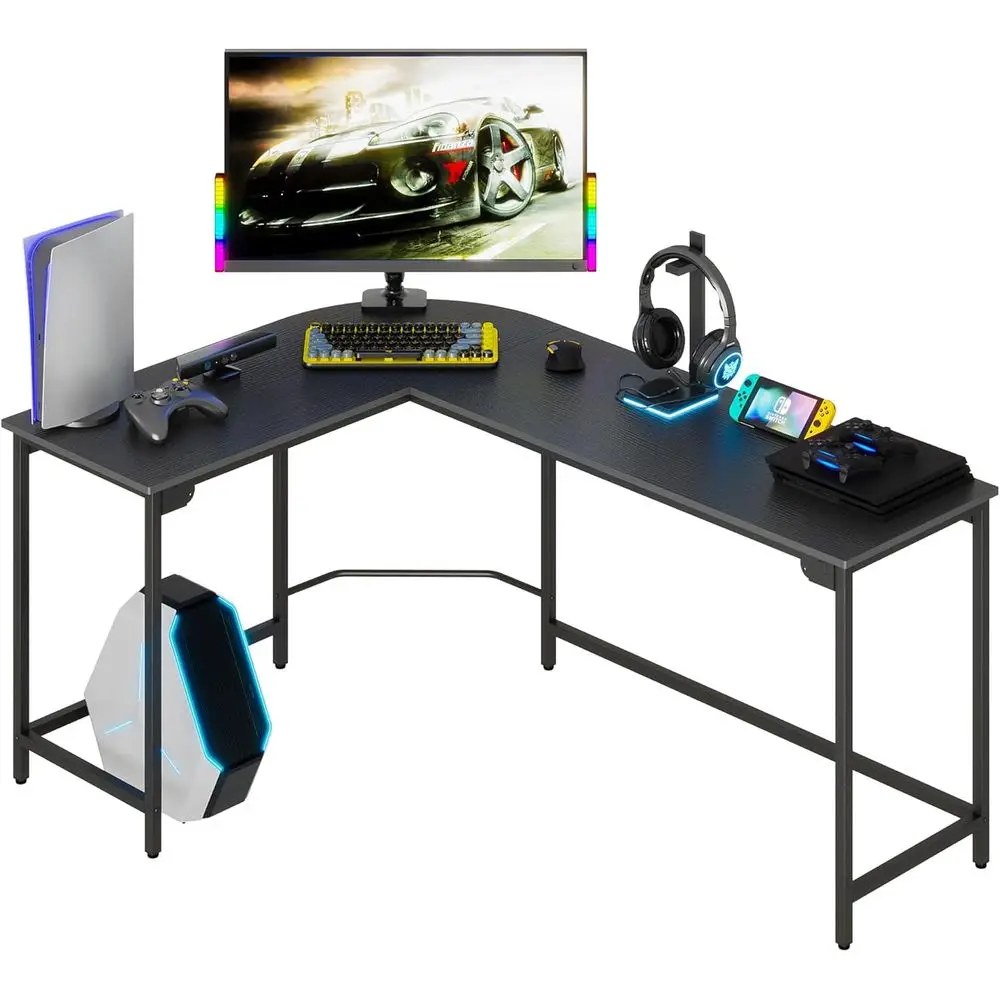 

ern L Shaped Gaming Desk 66'' Computer Desk or Home Oice Gaming Table Study Writing Workstation or Small Space, Easy to Assemble