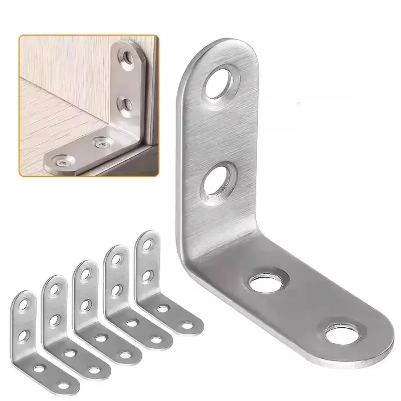10PCS 90 Degree Angle Corner Brackets Stainless Steel Corner Brace Fastener Wall Brackets Hanger for Shelves,Table,Chair