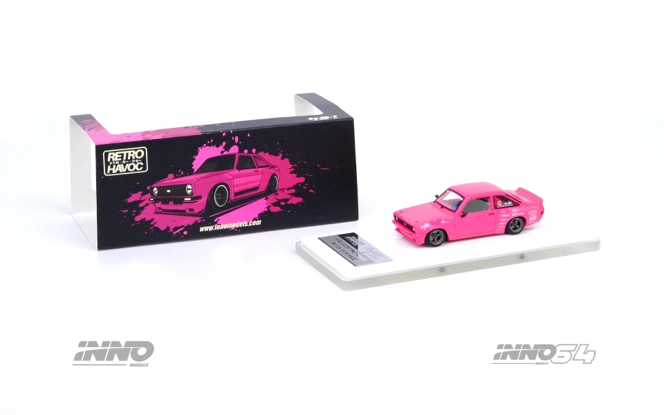 

INNO 1:64 RESIN FORD ESCORT MK2 Rocket Rabbit wide body pink resin car model