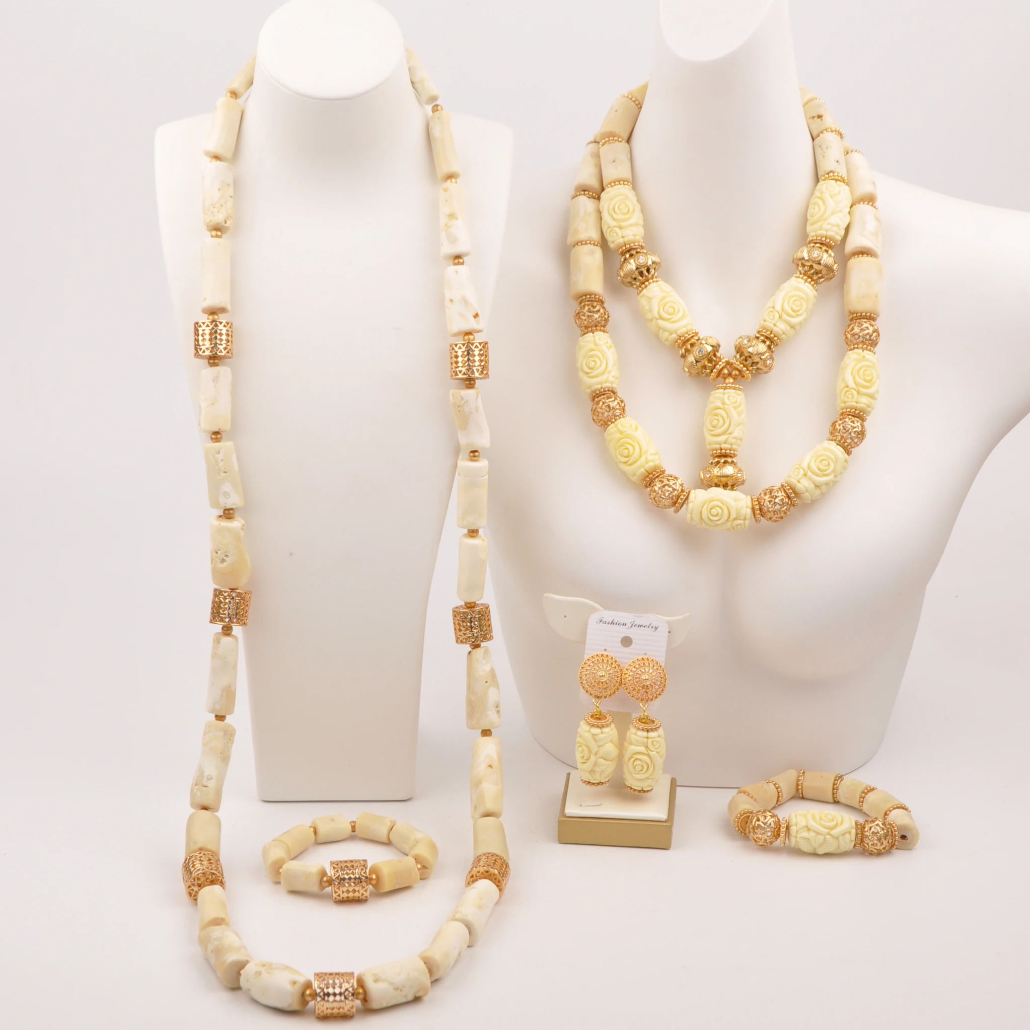 

Fashion Nigerian Wedding Coral Bead Jewelry Set for Couple