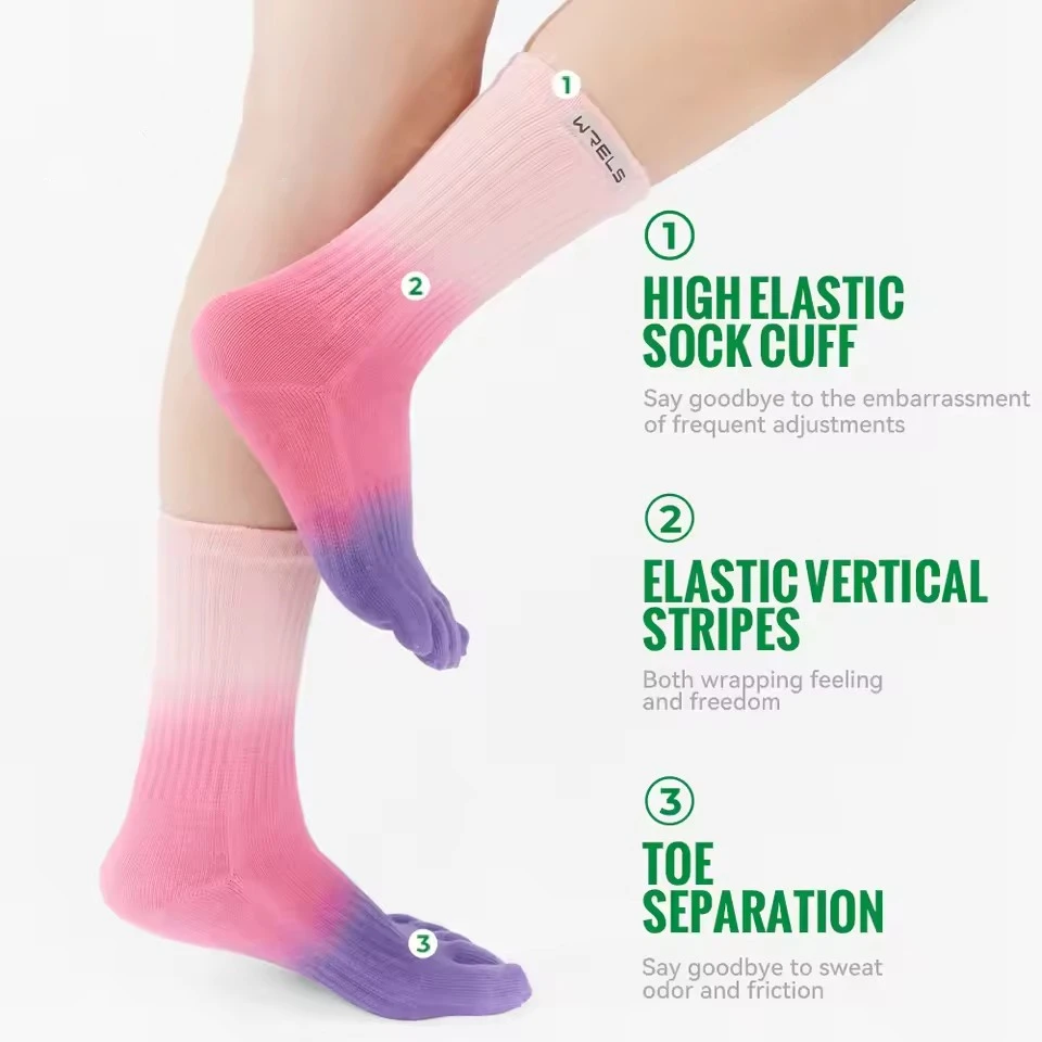 1 Pairs Woman Toe Socks Cotton Athletic Running Five Finger Socks Colorful Wicking  Compression Sweat-Absorbing Breathable Socks