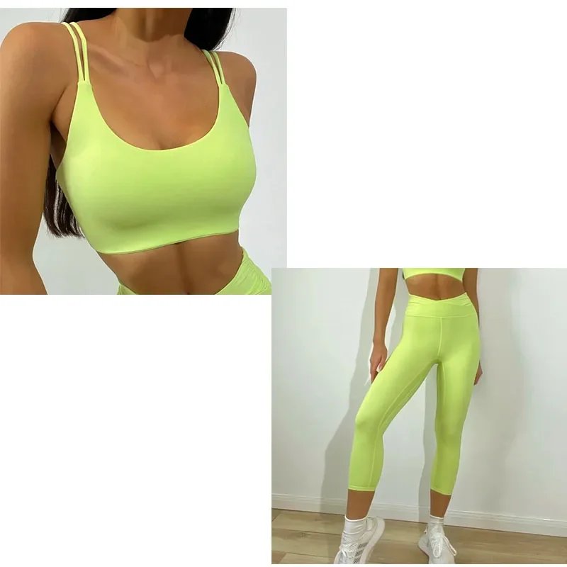 Heiß verkaufendes Fitness-Set, Hosenträger-Yoga-Weste für Frauen, super elastischer nackter Stoff, eng anliegender Sport-BH