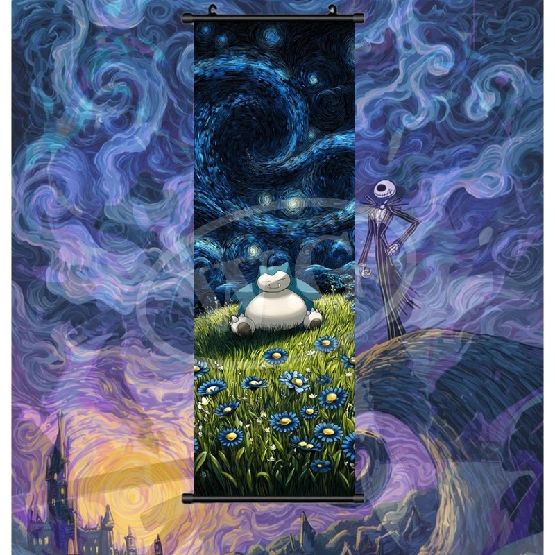 별이 빛나는 하늘 피카츄 벽걸이 반 고흐 유명 그림 장식 그림 포켓몬 포스터 e스포츠 방 벽