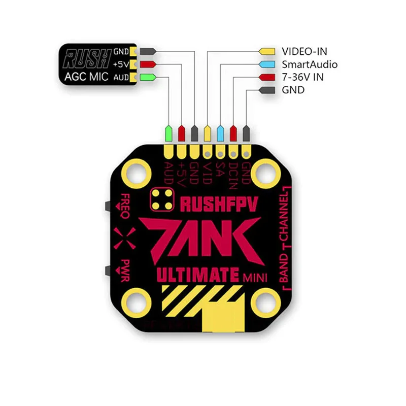 RUSH TANK Ultimate MINI 5.8GHz 48CH RaceBand 0/25/200/500/800mW Switchable 20x20 Stackable FPV Transmitter VTX For RC Drone