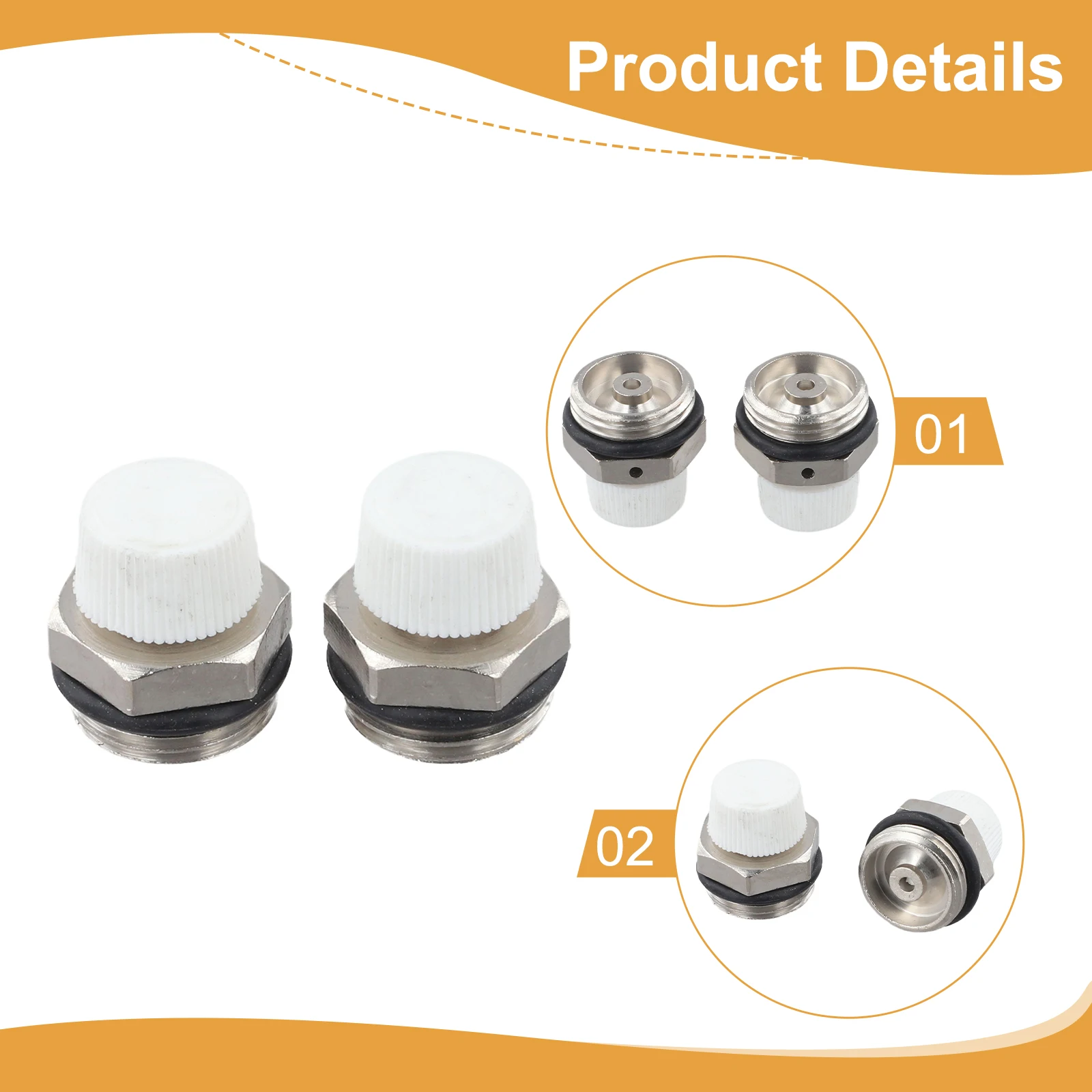 

2Pcs Radiator Air Vent Valves Manual Type For BSP Male Thread Nickel Plated Brass for Radiator Heating Air Removal