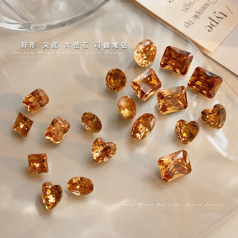 10PCS Sparkle L Zircon Ice Maillard Sharp Diamond Love Rect Square Egg Crystal Nail Art Rhinestones Decoration Manicure Charms