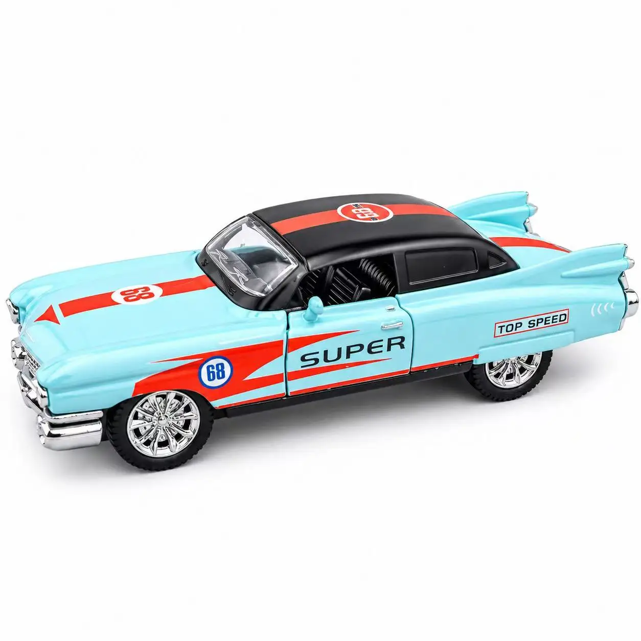 1: 42 Scale Classic Retro Alloy Car Model Collectible Toy Vehicle with Openable Doors And Visible Interior Ideal Holiday Gift