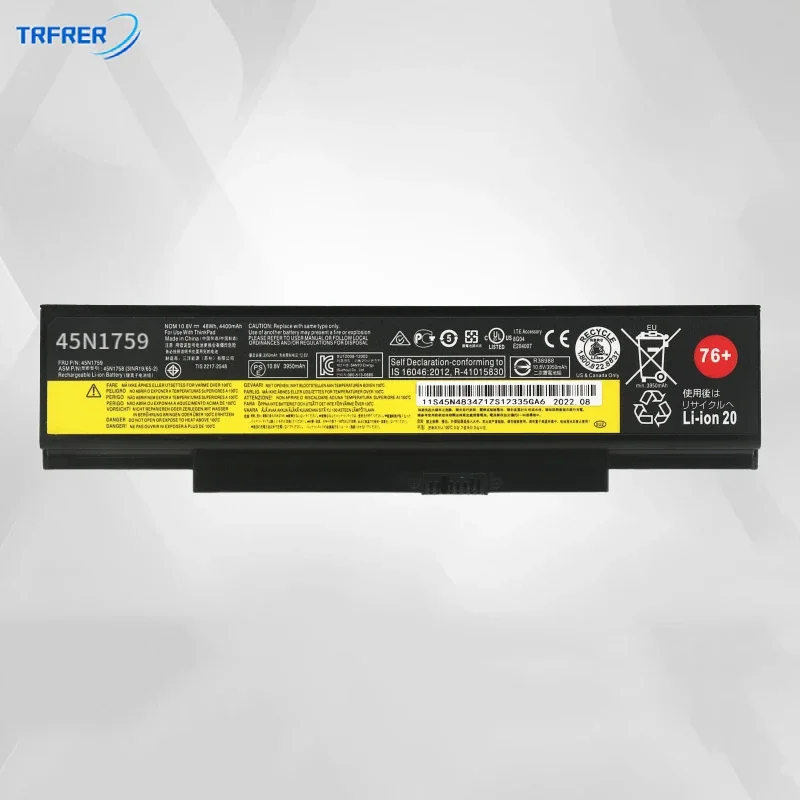 76 nieuwe laptop batterij voor Lenovo ThinkPad E55 E550 e550c e560 e65c 45n1759 45n1758 45n1760 45n1761 45n1762 48wh