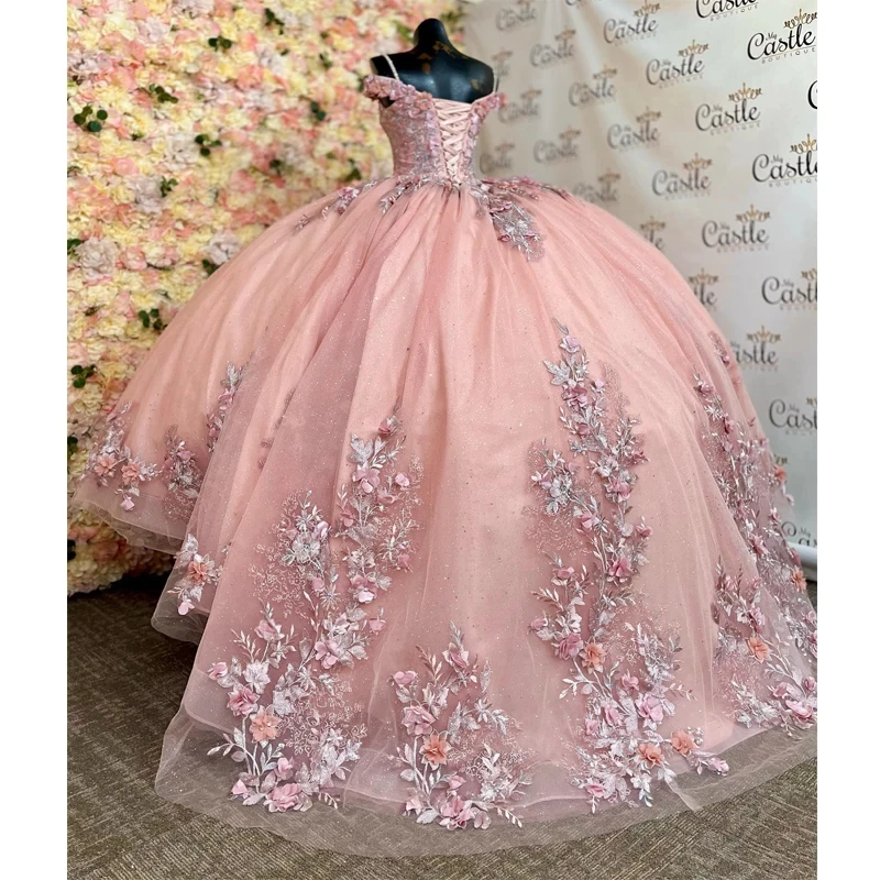 CloverBridal Free Tailor Made 3D Floral Rhinestones Xv Year Old Dresses Mexicians Sweet 16 Birthday Quinceanera Dresses WQ9721