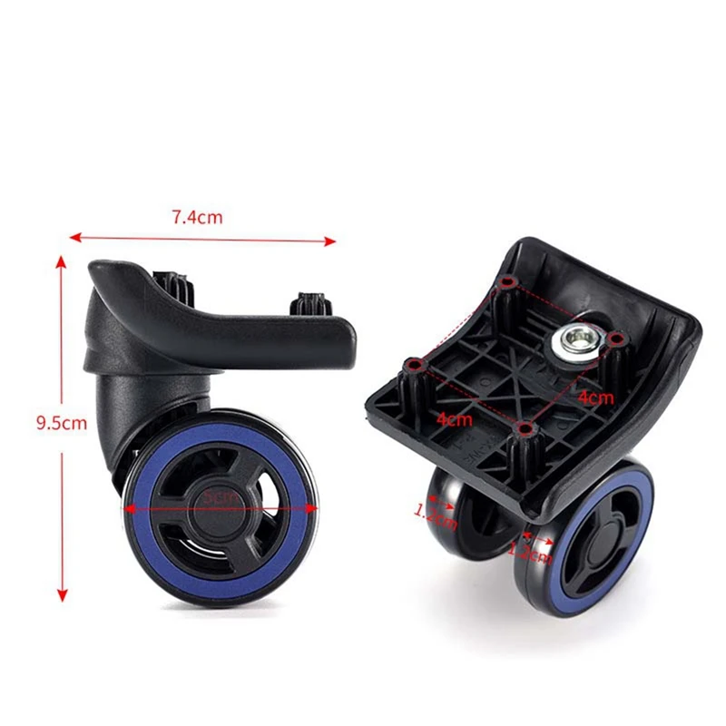 

4Pcs Luggage Wheels Suitcase Double Row Roller Hardware Repairing Kit Heavy Duty Wheels 360° Spinner Casters-A21I