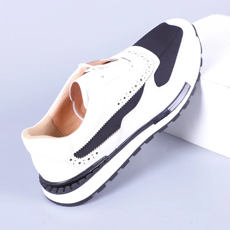 Men's Multi-Color Genuine Leather Sneakers Brogue Detailing Leather Lining Durable Rubber Outsole Lace-Up Casual Business - view 6