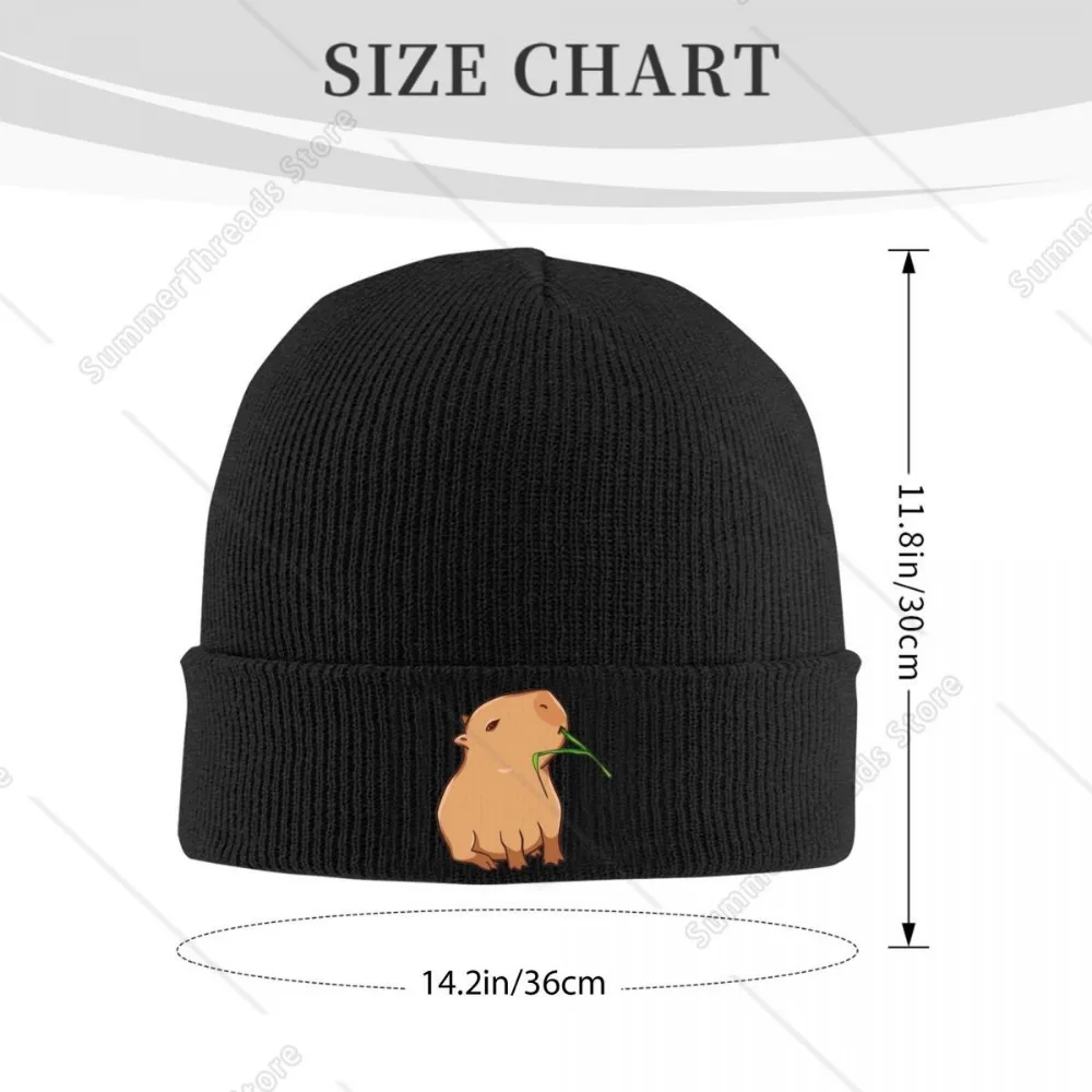 كابيبارا مع ورقة أكل الخضر الخاصة بك! بونيه قبعات صغيرة الرسم Skullies Beanies الشتاء العصرية الإناث الذكور في الهواء الطلق قبعة مرنة