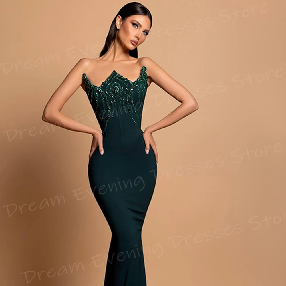 Arabia Classic Sexy women's Mermaid bellissimi abiti da sera affascinante senza spalline in rilievo abiti da ballo senza maniche Vestido De Noche