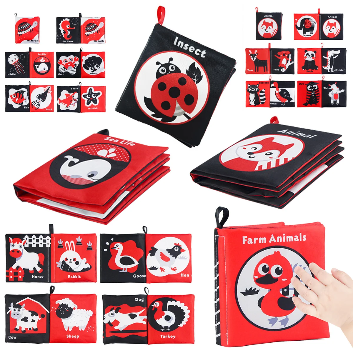 Libro de tela pequeño volteado para bebé, juguete de educación temprana, libro de juguete de tela suave para bebé, libro táctil plegado con múltiples cuerpos