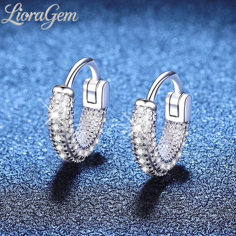

LioraGem Blinking Full Pave Moissanite Earrings for Women, Luxury Versatile D-Color Moissanite Ear Buckle Platinum PT950 Stamp