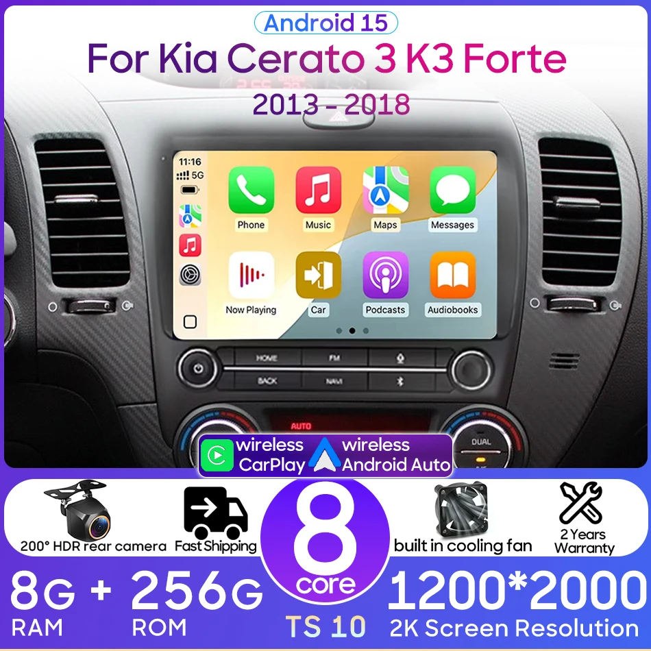 

For Kia Cerato 3 K3 Forte 2013 - 2018 CarPlay Android Auto Car Radio Multimedia Player Navigation GPS Head Unit No 2din DVD BT