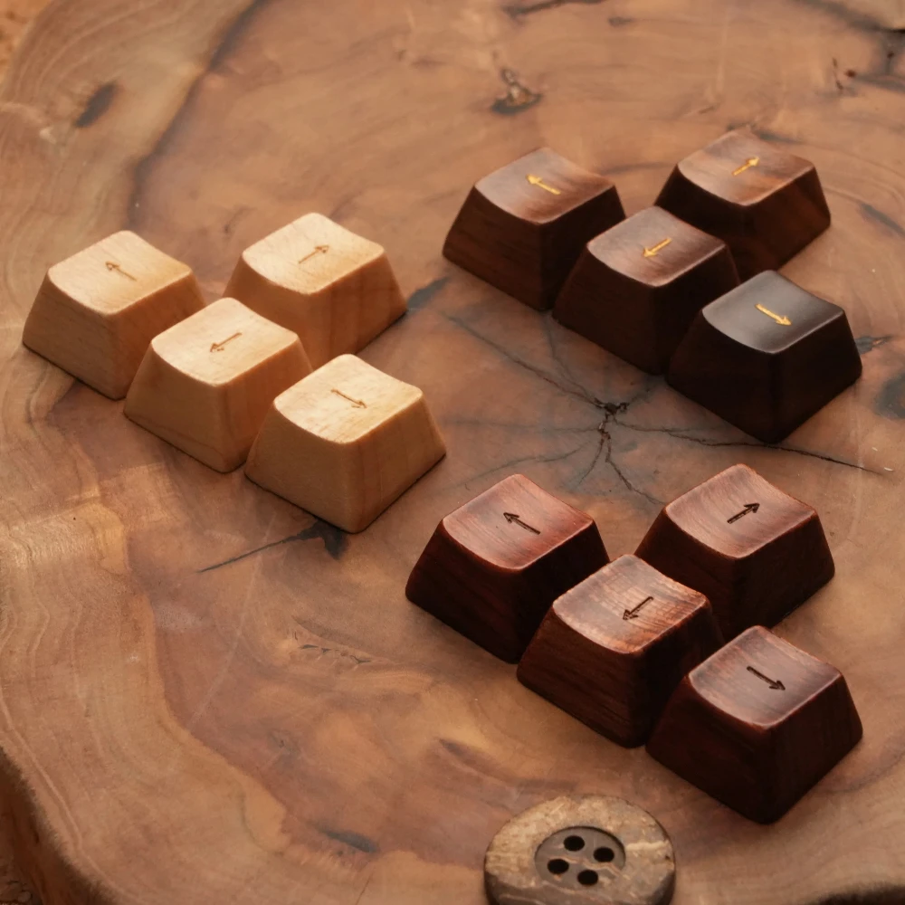Solid Wood Keycaps Walnut Wood OEM Profile R1-R4 1u/1.25u/1.75u/2u/2.75u Shift/Tab Artisan 6.25u Space KeyCap Keyboard Accessory