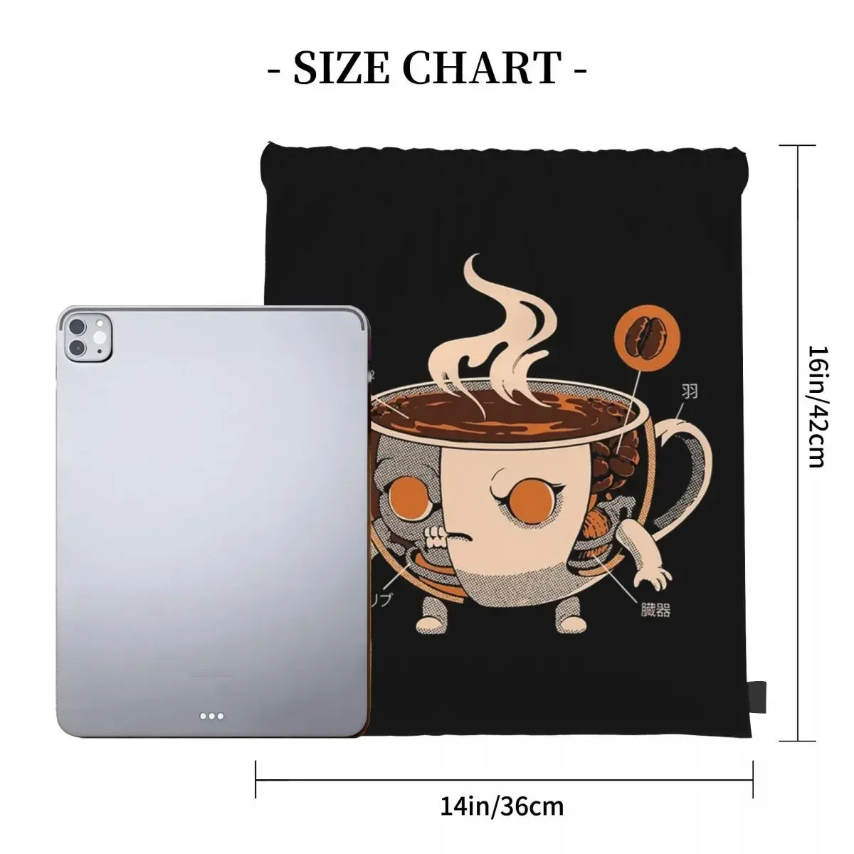 Coffeezilla X-ray Backpacks Fashion Portable Drawstring Bags Drawstring Bundle Pocket Storage Bag BookBag For Man Woman School