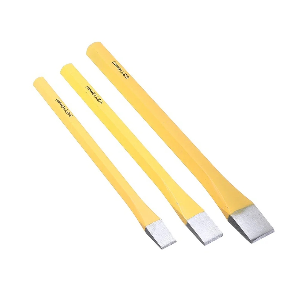 10mm 12mm 16mm Solid Steel Flat Chisel Set Wood Carving Woodworking Chisel For Fitter Abrasive Manufacturing Repair Processing