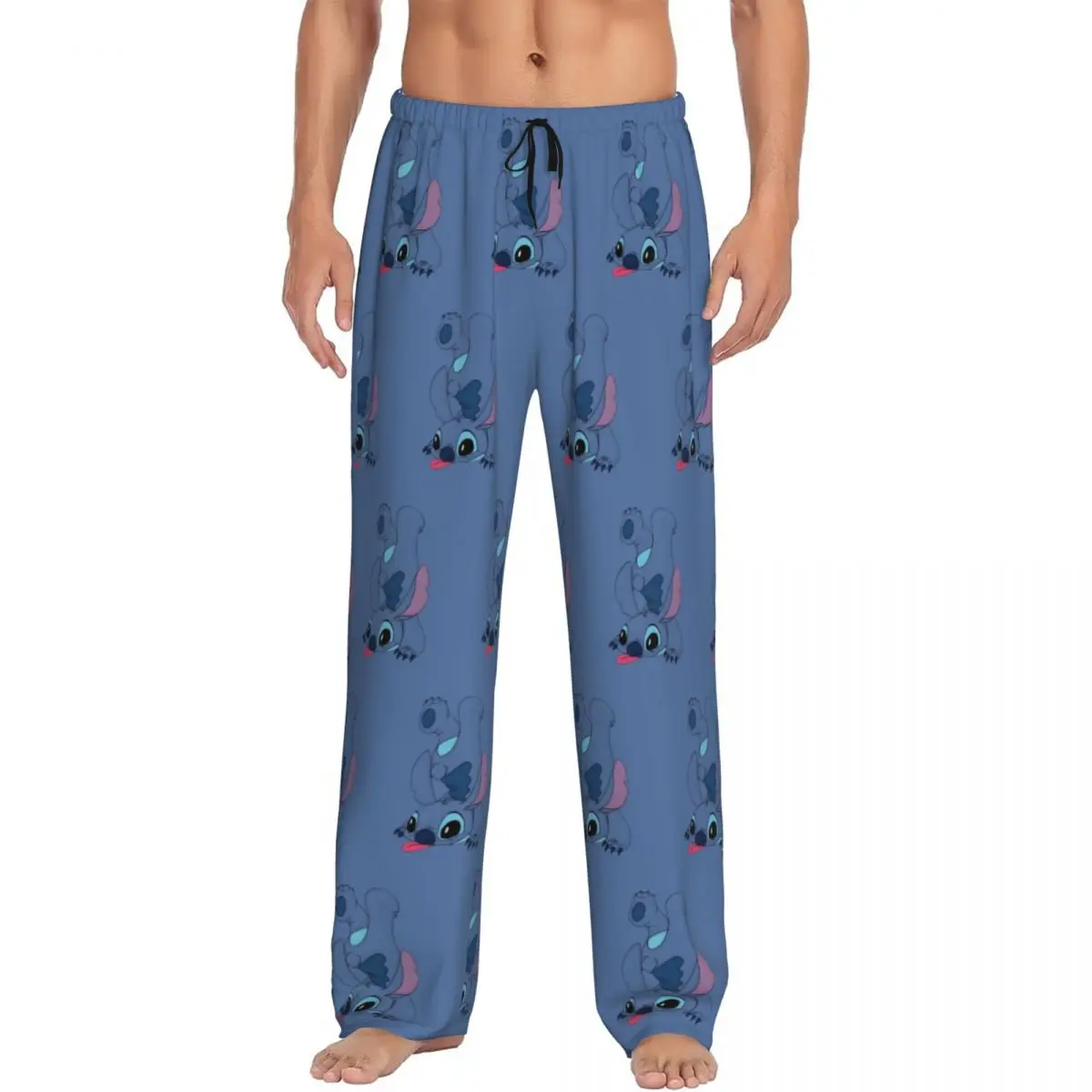 

Custom Stitch Pajama Pants for Men Comedy Cartoon Lounge Sleep Drawstring Sleepwear Bottoms with Pockets