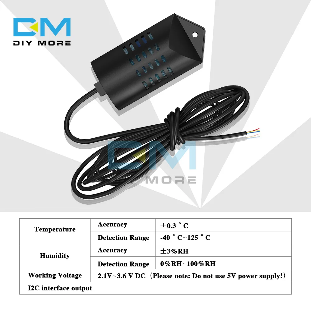 Módulo de Sensor de humedad y temperatura Digital SHT20 con estuche, Cable de extensión de 1M, 0-100% RH -40 -125 C, reemplazo AM2320 DHT11 DHT22