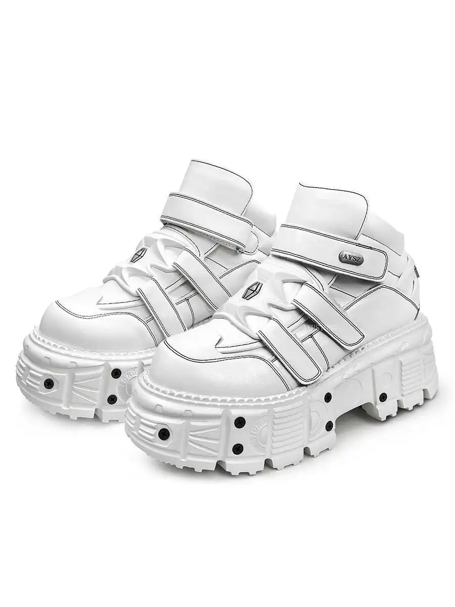 Spanish Rock Retro Punk Metal Muffin Leather Women Heightened Dark Platform Dad Casual Couple Men Shoes 8 Cm view 2