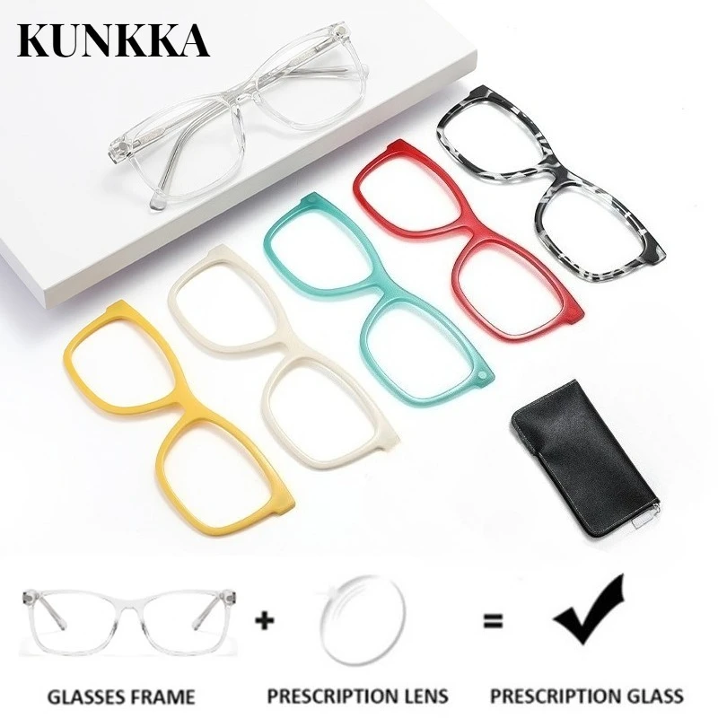 KUNKKA Magnet Clip on Sunglasses Square Decorative Eyewear Clip Men Women TR90 Frame Custom Prescription Myopia Glasses CT9901T5