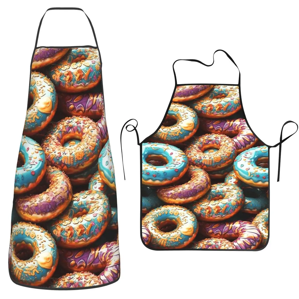 Sugar Coated Delights A Tempting Donut Doughnut Apron Chef Cooking Tablier Bib Kitchen Cleaning Pinafore for Women Men Gardening