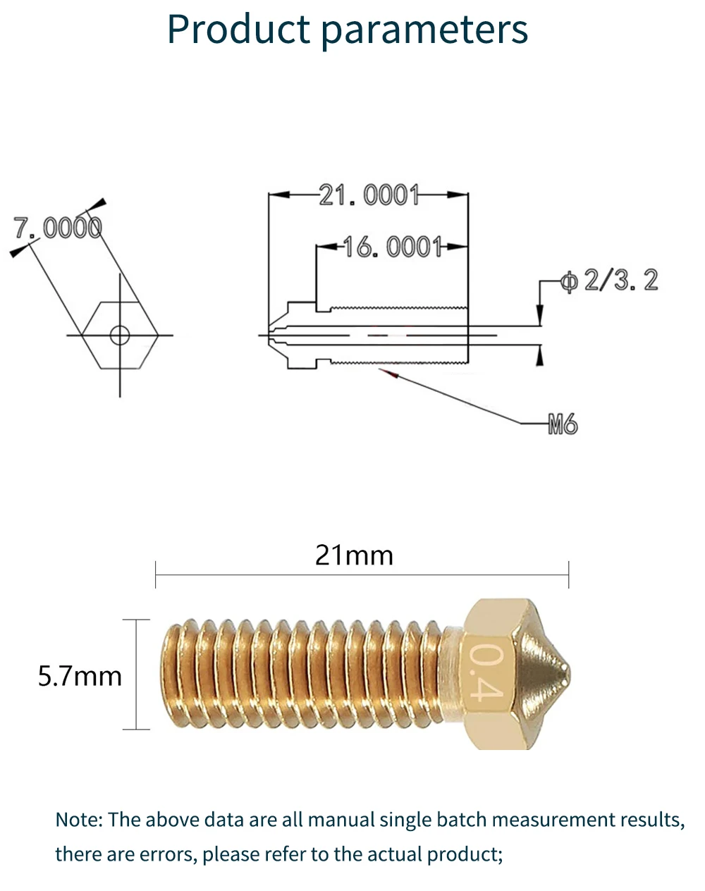 5PCS 3D Printer Original Volcano Brass Nozzle 0.2/0.3/0.4/0.6/0.8/1.0/1.2mm For Sidewinder X1 X2& Genius Pro High Flow