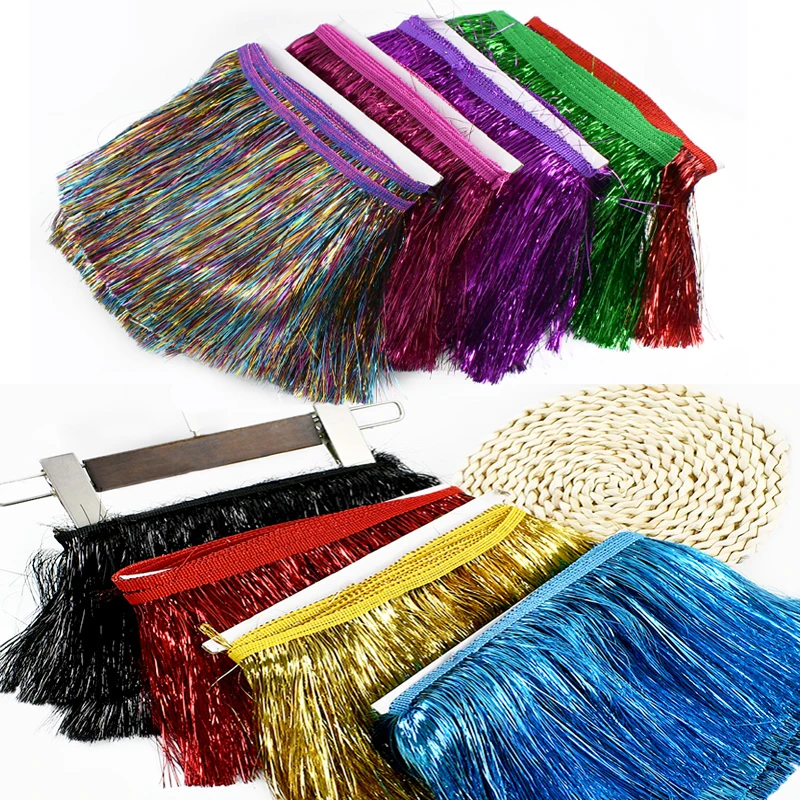 

5/10M 10/15/20cm Shiny Tassels Fringe Trim Sewing Clothes Lace Fringes Latin Dress Curtain Christmas Decoration DIY Accessories