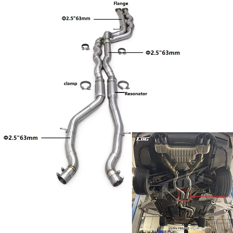 

COC Factory Performance Equal Length Mid Pipe for BMW M3/M4 F80 F82 F83 S55 3.0T 2014-2019 Stainless Steel Exhaust Mid Pipe