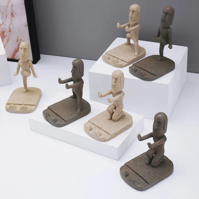 Mobile phone stand creative for Easter Island stone hand stand desktop phablet phone stand cute