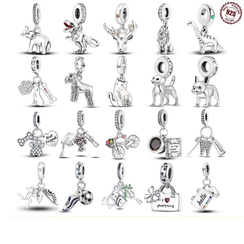 MISEFF 925 Silver Fashion Camera Coffee Cup Flower Charms Beads 925 Original Bracelet DIY Birthday Jewelry Making For Women