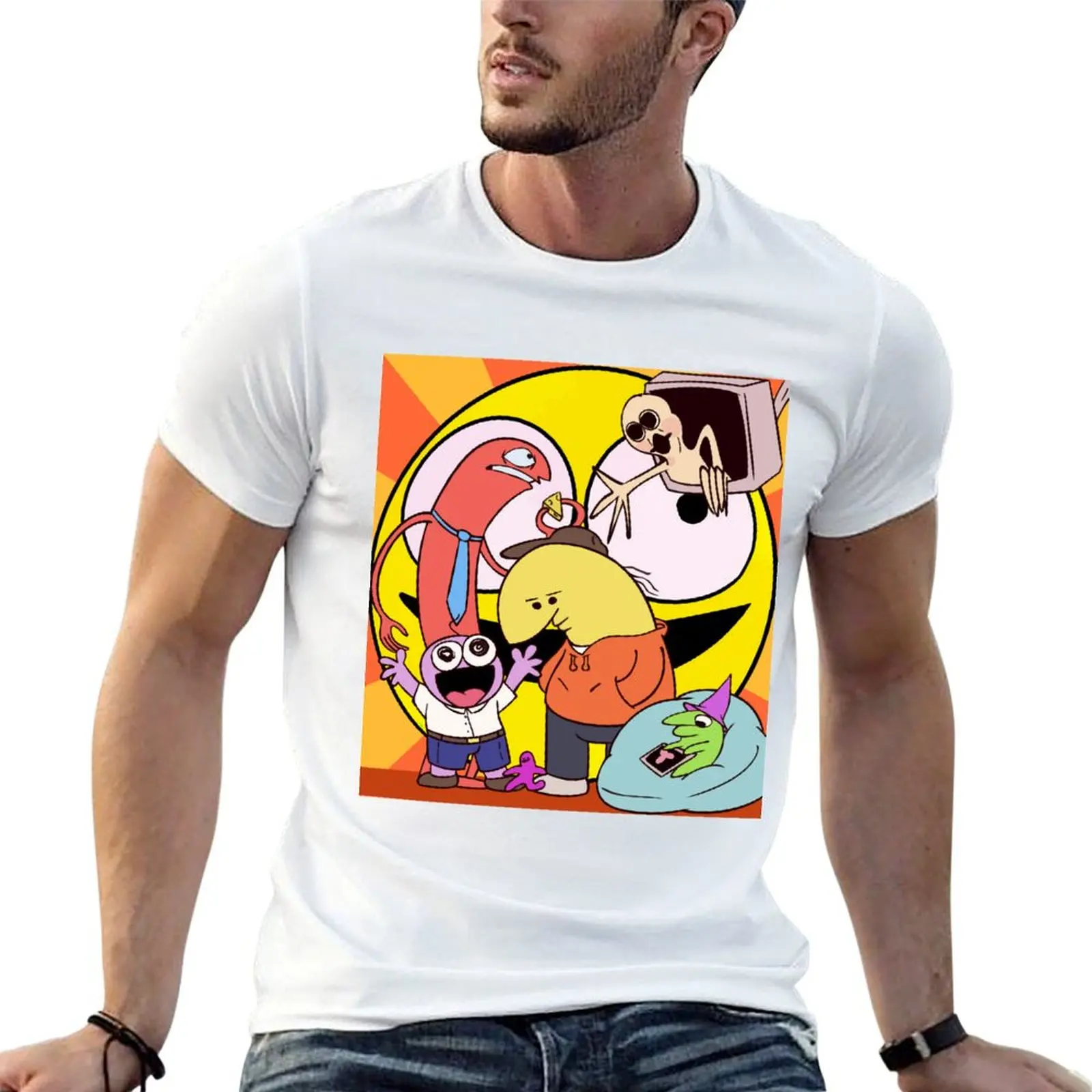 

Футболка с улыбающимися друзьями, футболки для мужчин, забавная хлопковая футболка с рисунком, мужская футболка