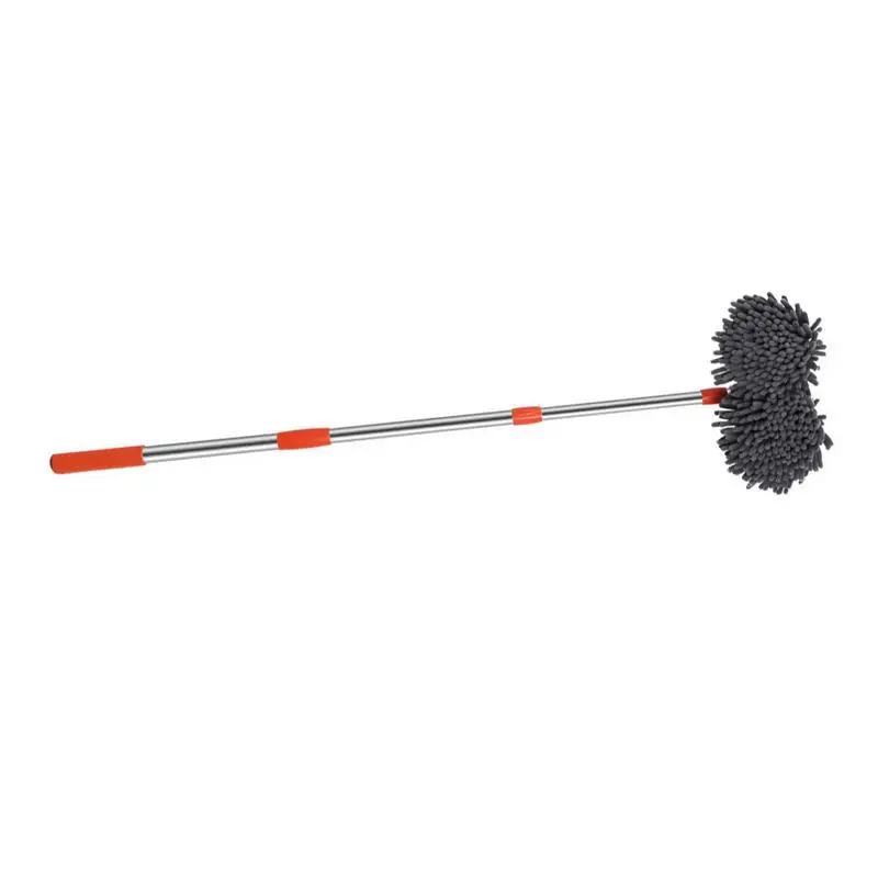 Double Brush Head Car Washing Mop Rectratable Telescopic Rotating Mops Roof Window Cleaning Maintenance For RV/Car Detailing