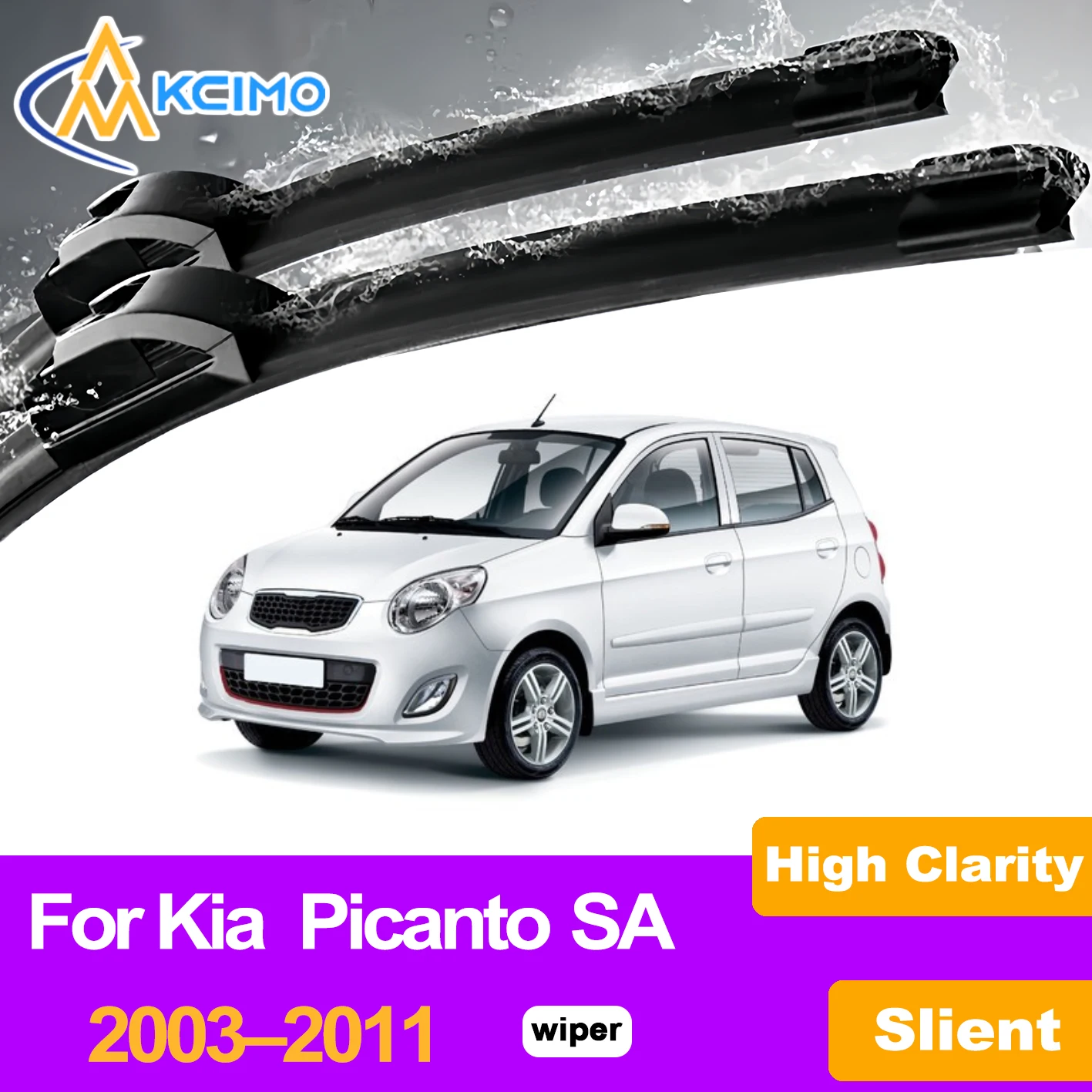 

KCIMO 2PCS Front Windshield Wiper Blades For Kia Picanto SA 2003–2011, Natural Rubber Material Silent Operation Car Accessories