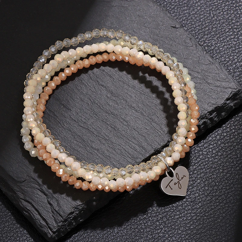 

4pcs/set Colorful Faceted Glass Crystal Beads Bracelet Fashion Taylor Pendant Bracelets for Women Men Fans Vocal Concert Jewelry