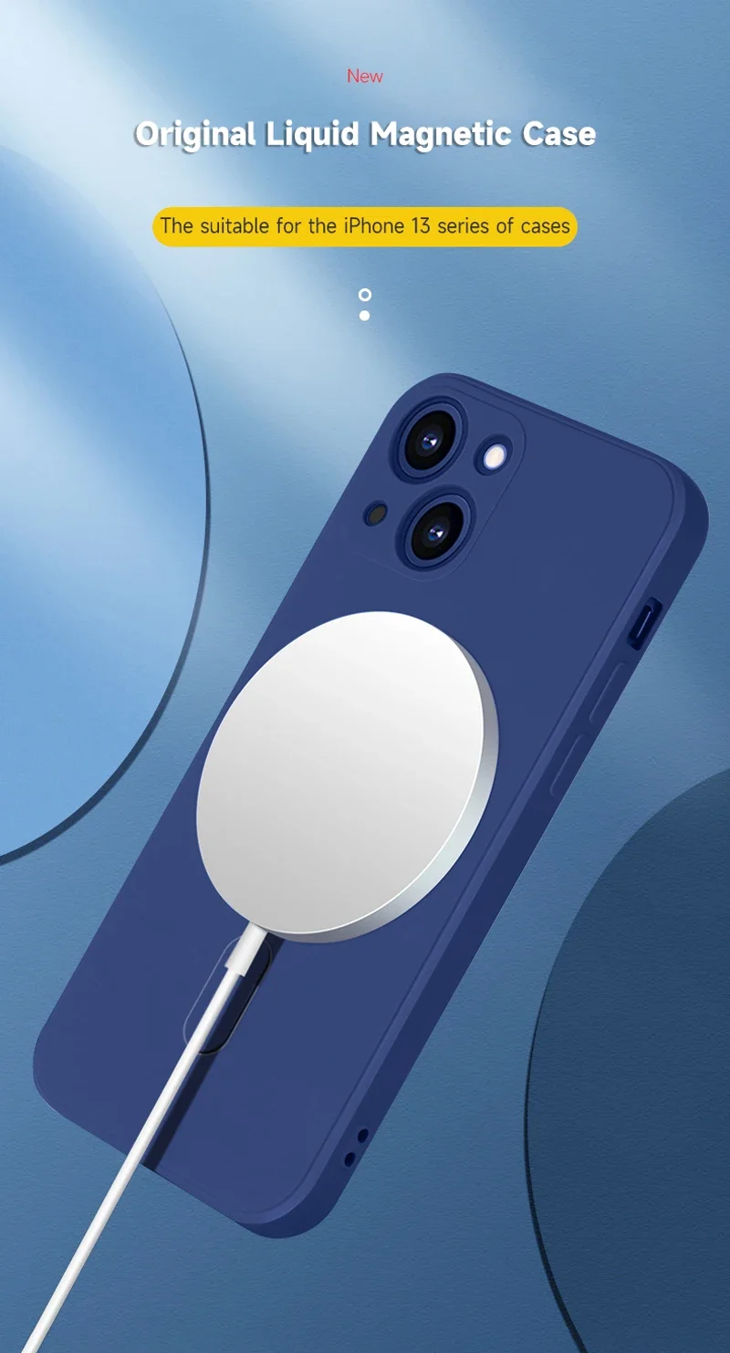 Magnetische MagSafe-Ladehülle für iPhone 17 16 14 13 12 11 15 Pro Max Mini XR XS – Weiche Flüssigsilikon-Rückabdeckung – Detail 1