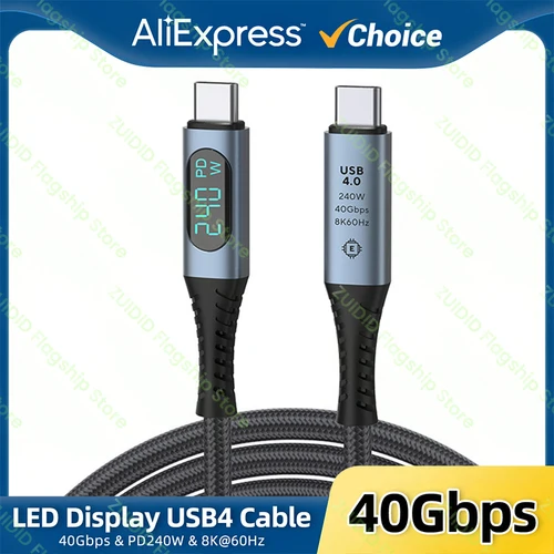 USB4.0 40Gbps C타입 to C 케이블 PD3.1 240W 블레이징 고속 충전 케이블 8K@60Hz 플레이스테이션5 닌텐도 스위치 갤럭시 S22 맥북 프로용 