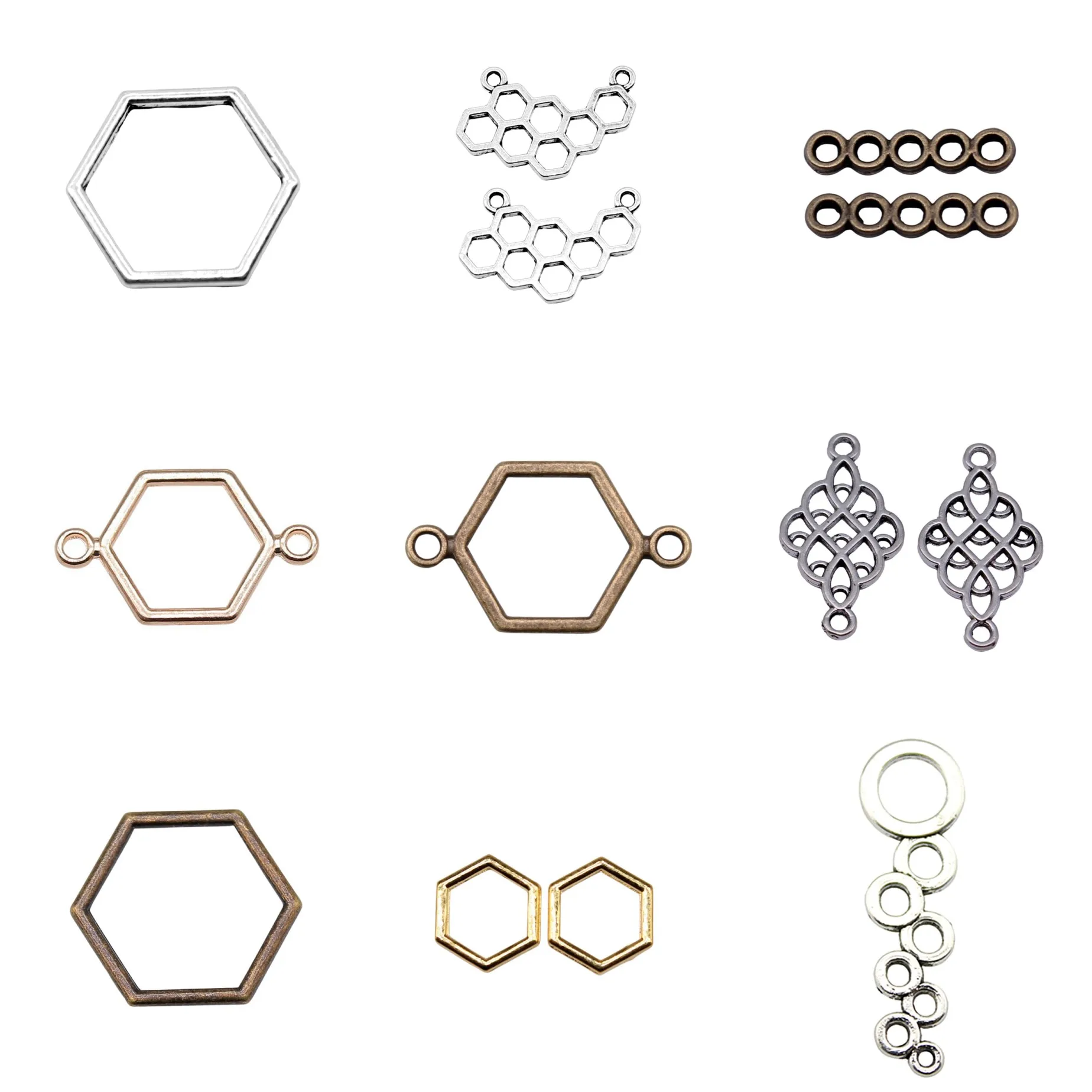 Antique Silver Color Bee Honeycomb Insect Jewelry Connectors Findings For Bracelet Necklace DIY Jewelry Making Craft Bulk
