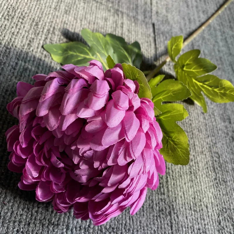 Kunstmatige chrysanthemumbloem met enkele steel, levensechte nepbloei - levendige kleuren, duurzaam materiaal, perfect voor woondecoratie
