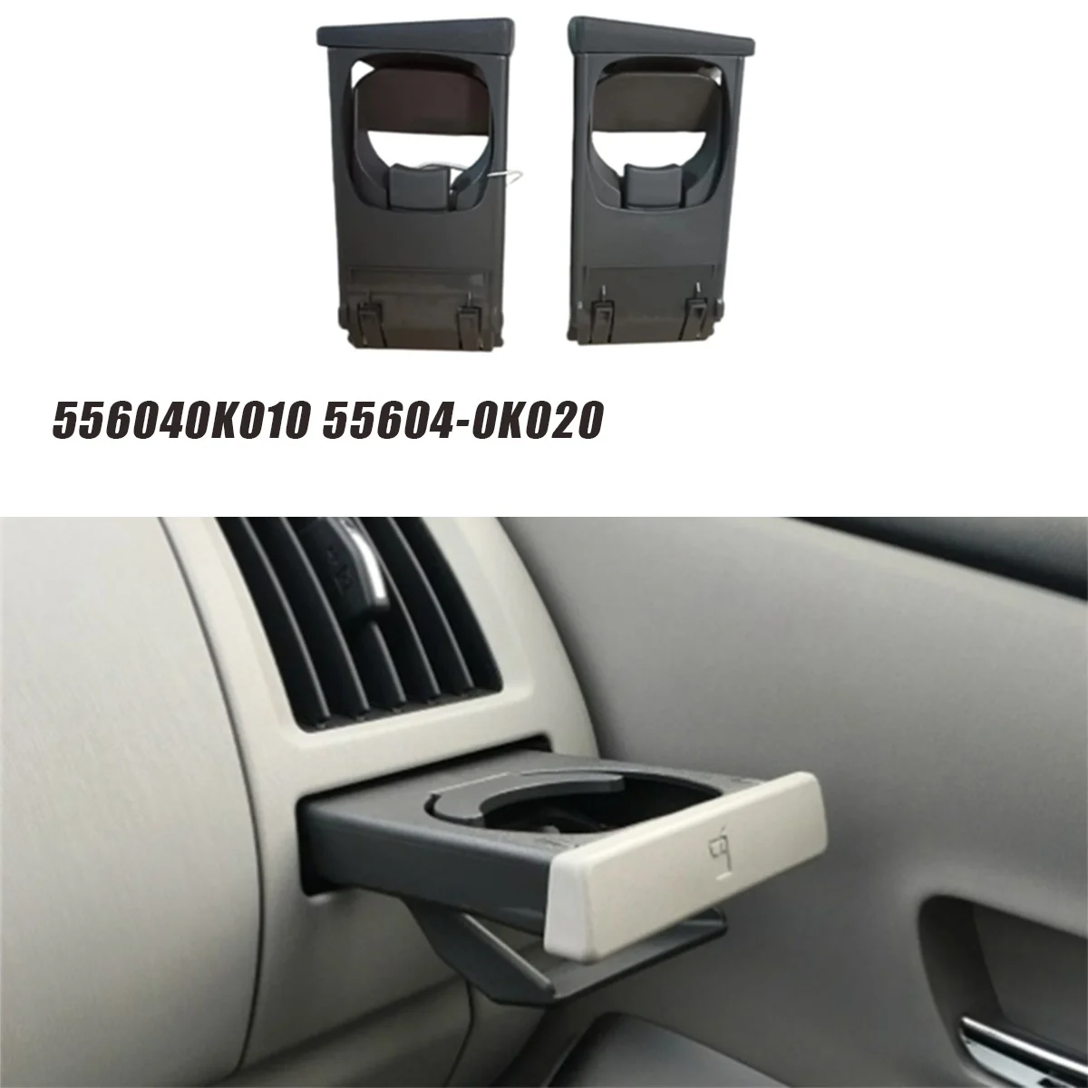 1Pair Car Dashboard Cup Holder Tray Assy 556040K010 55604-0K020 for Toyota Hilux 2005-2014 Overseas Edition Left/Right