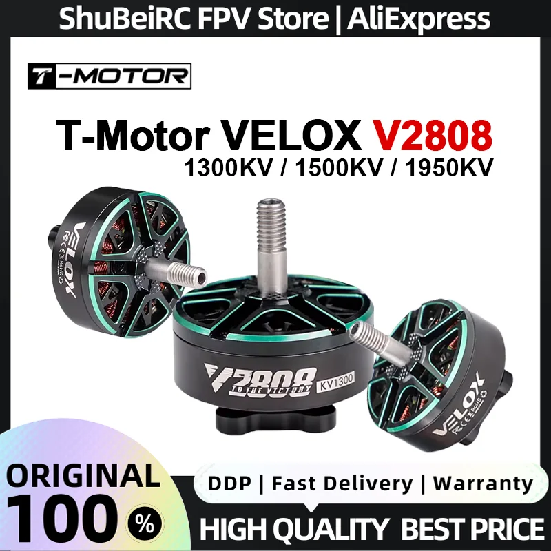 T-Motor VELOX V2808 Brushless Motor 1300kv 1500kv 4mm Shaft for 4-5 Inch RC FPV Racing Cinewhoop Cinelifter Drones