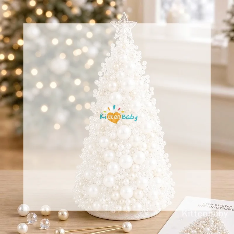 1 Set Crystal Bead Mini Tree With Star Topper Dreamy Beaded Christmas Tree DIY Kit Handmade Holiday Tabletop Decor For Home