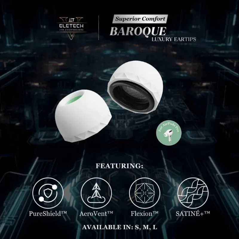Eletech Baroque Eartips Soft Thin Medical Silicone Sound Quality Bluetooth Headphone Cover for AirPods Pro2