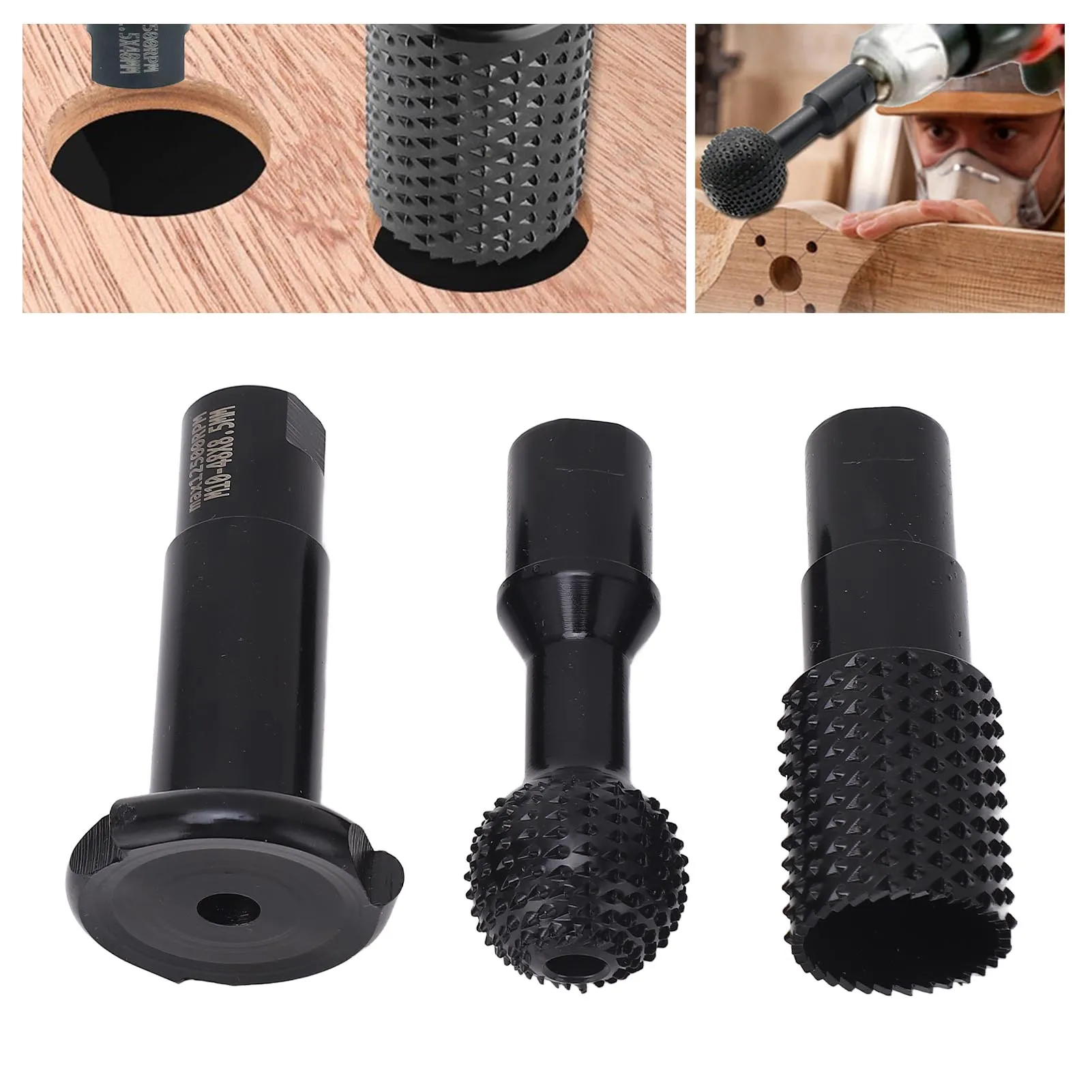 3PCS M10 Angle Grinder Attachments Rotary Sphere Burr Set for Wood Plastic Fiber Board Grinding Slotting Polishing Tools